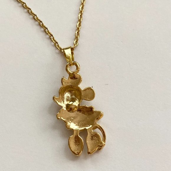 Gold Minnie Mouse Necklace Vintage Pendant Plated 20" Disney Disneyana Mickey - Picture 9 of 12